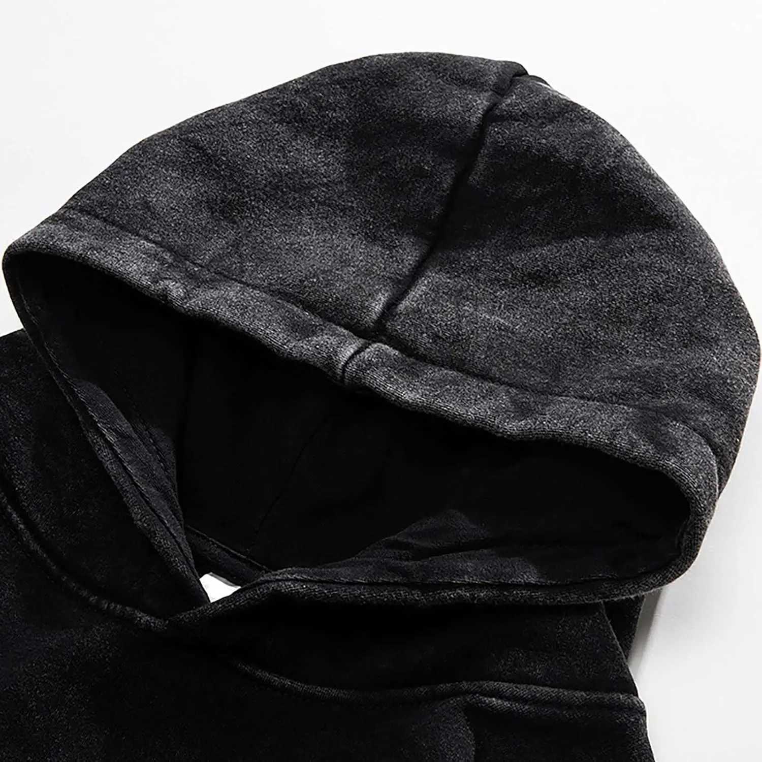 Mens Hoodies Pullover Oversized Plain Vintage Heavyweight Hoodie Men Streetwear Wash Plush Cotton Outdoor SweatshirtC241018