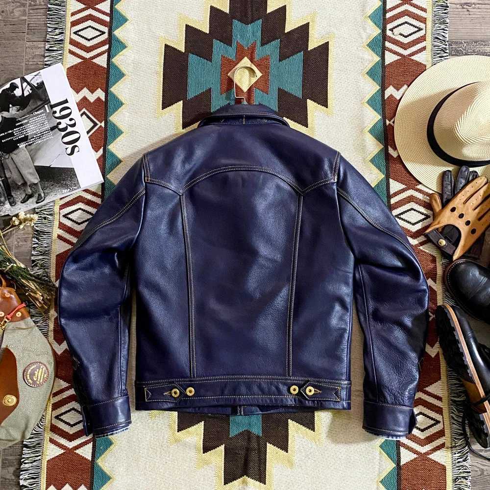 YR Free Delivery. Cuero Super Slim Blue Leather Jacket. Mens Classic Casual Short Young Cowhide Coat. Sales. Fashion Y241018