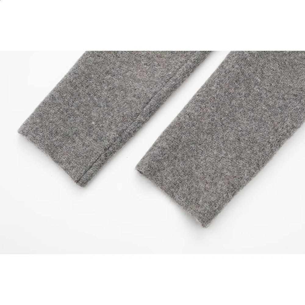 Aoaiiys Grey Knitted Cardigan for Women Sweaters VNeck Asymmetrical Long Sleeve Elegant Female Cardigans Fashion 241010