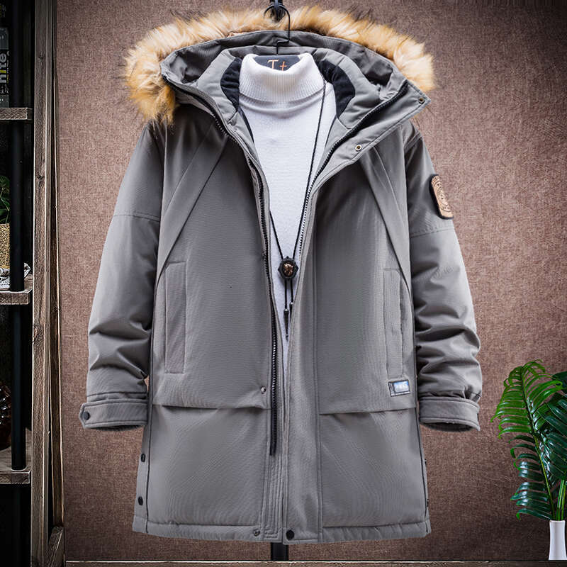 Thicken Male Keep Warm Men Windproof Hooded Multi-Pocket Coat Fur Collar White Duck Down Winter Fashion Jacket Parkas