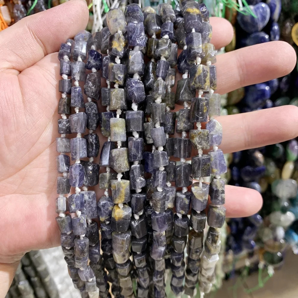 Natural aquamarine gemstone ruby pillar pine bead DIY bracelet necklace used for jewelry making accessories 241017