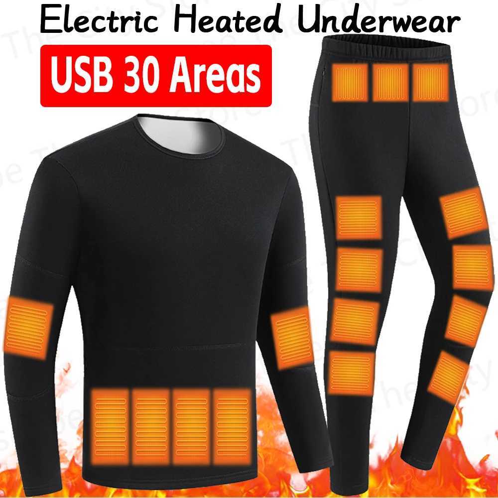 Men's Thermal Underwear 30 Zone Winter Hot Underwear Outdoor Sports Underwear Skateboarding Skiing Set Womens Electric Heating Clothing Y241018JV