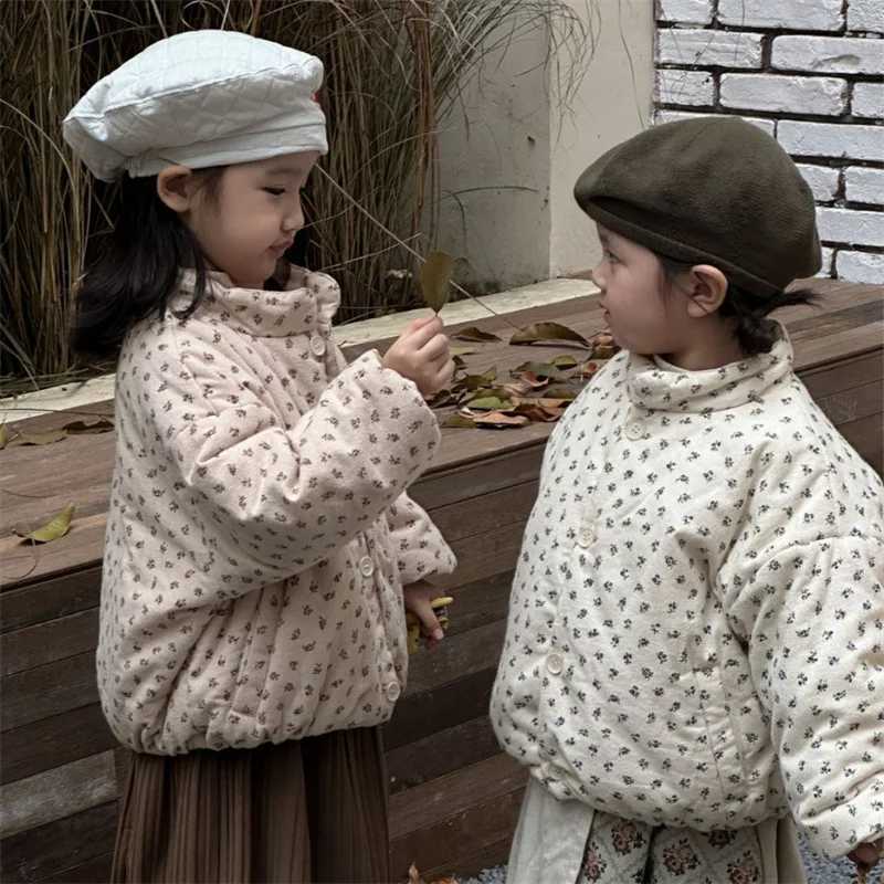Girls outerwear jacket winter cotton windproof latest warm and velvet thick high-quality childrens clothing M241018