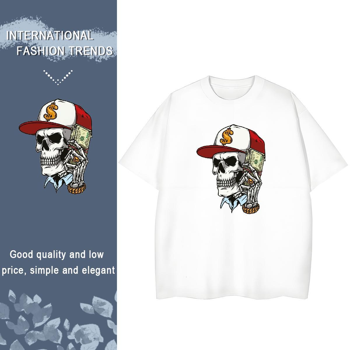 Stylist T-Shirts for Women 100% Cotton 230g Crew Neck Spring Summer skull Tshirt for Man Woman Unisex Custom Printing Tshirts