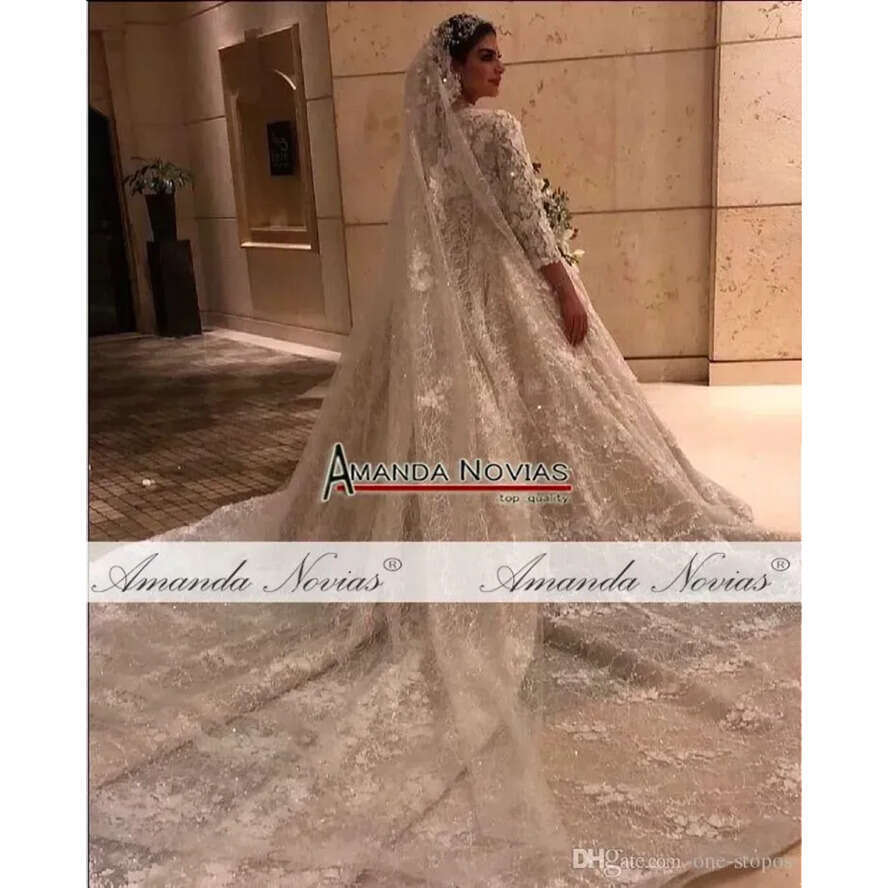Ball D Wers Chamagne Wedding Dresses Muslim Long Sleeves Open Back Plus Size Bridal Gown Real Pictures resses