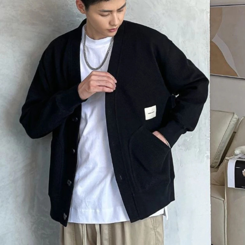 Autumnr and Winter Knitted Cardigan Male Korean Clothes Mens Sweaters In Y2k Jumpers Cashmere Long Sleeve Jackets 241018