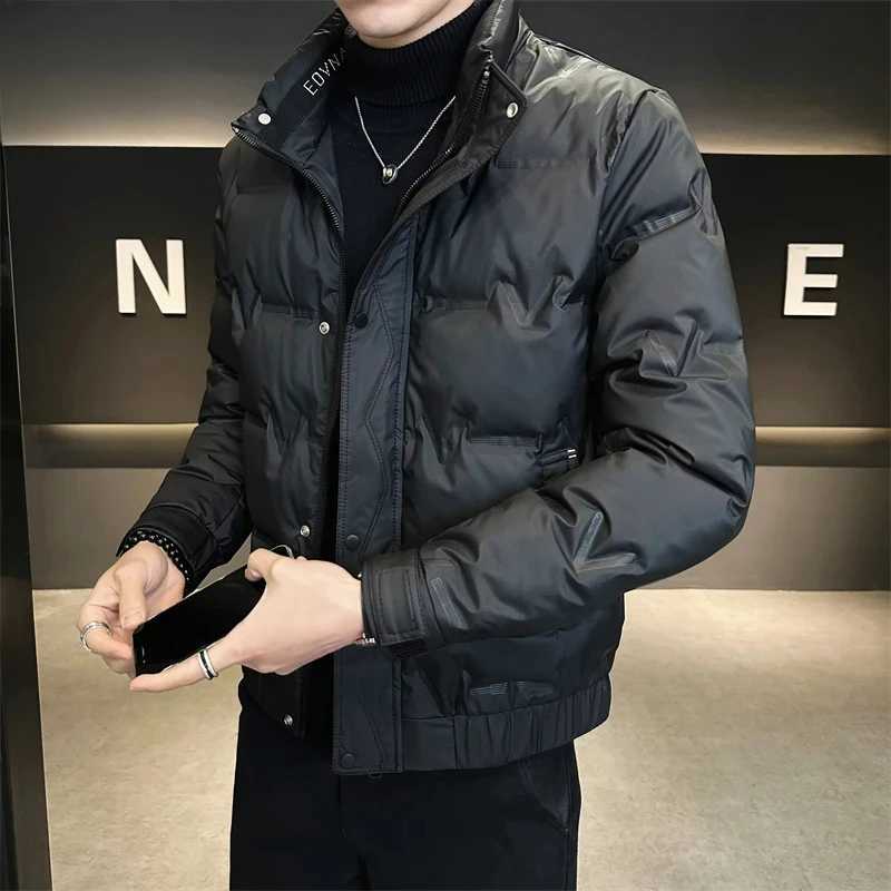 2024 Winter Cotton Jacket Mens Quality Short Leather White Duck Down Warm Coat Men Casual Thickened Cold-proof Lightweight Coat LX241018