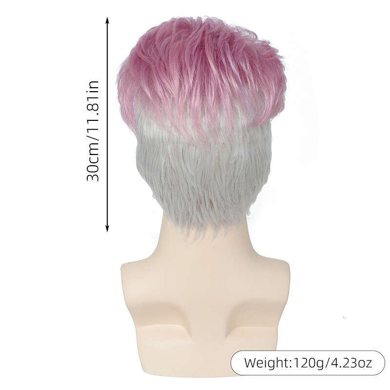 New Wig Men's Short Hair Fashionable Light Purple Synthetic Full Head Cover E Wigs