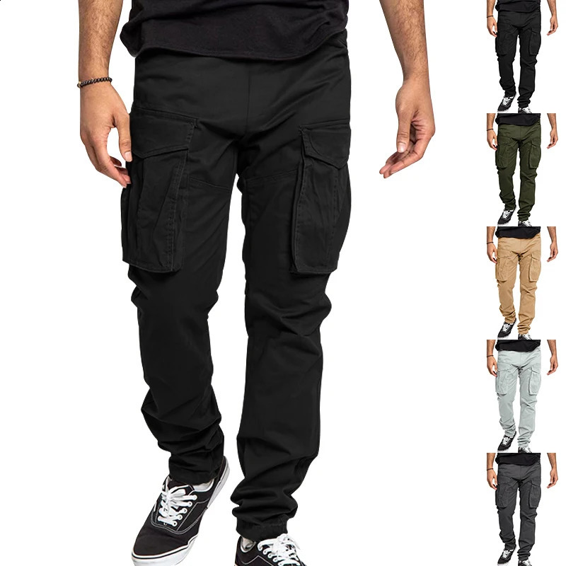 2024 AutumnWinter fleece mens multi-pocket pants Cross-border plus-size sports casual pants 241010