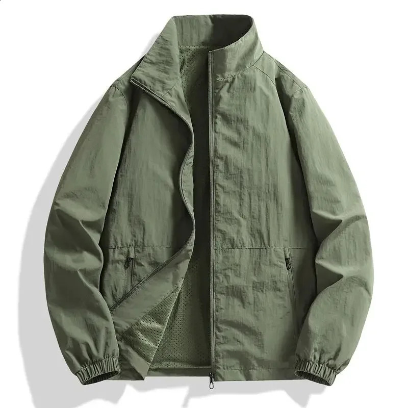 Plus Size Jacket Men Stand Collar Thin Coat Outdoor 5XL 6XL 7XL 8XL Waterproof Autumn Winter Fashion Loose Outwear Bomber 241009