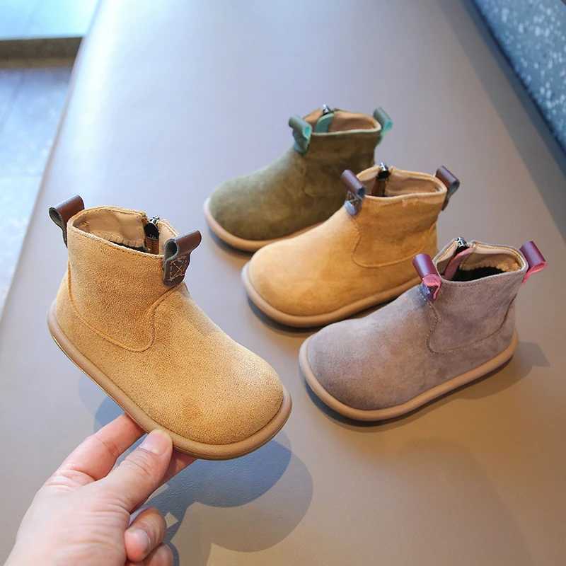 Boots Girl Winter Boots Warm Soft Bot Childrens Snow Boot Fashion Causal Plush Kids Boys Ankle Cotton Boots Versatile Side Zipper H241018