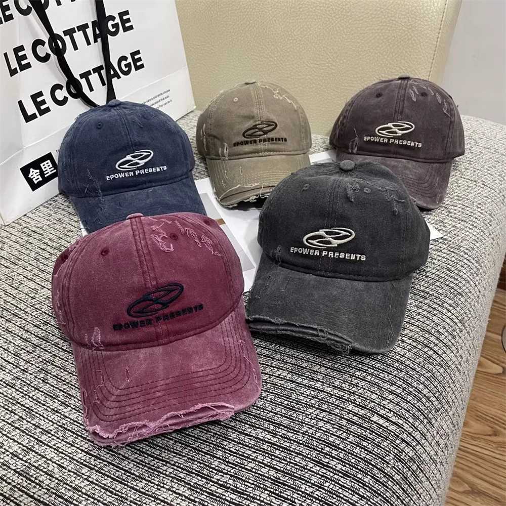 Korean Version Letter Embroidery Baseball Hat For Unisex Wash Soft Top Trend Dilapidated Sunshade Outdoor Versatile Peaked CapX241018