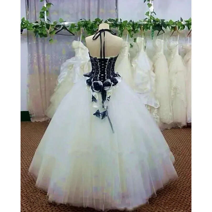 And Black White Gothic Wedding Dre With Hand Made Wer Lace Applique Sweetheart Neck Sleevele Or Length A E Bridal Gown Vintage Plu Size H