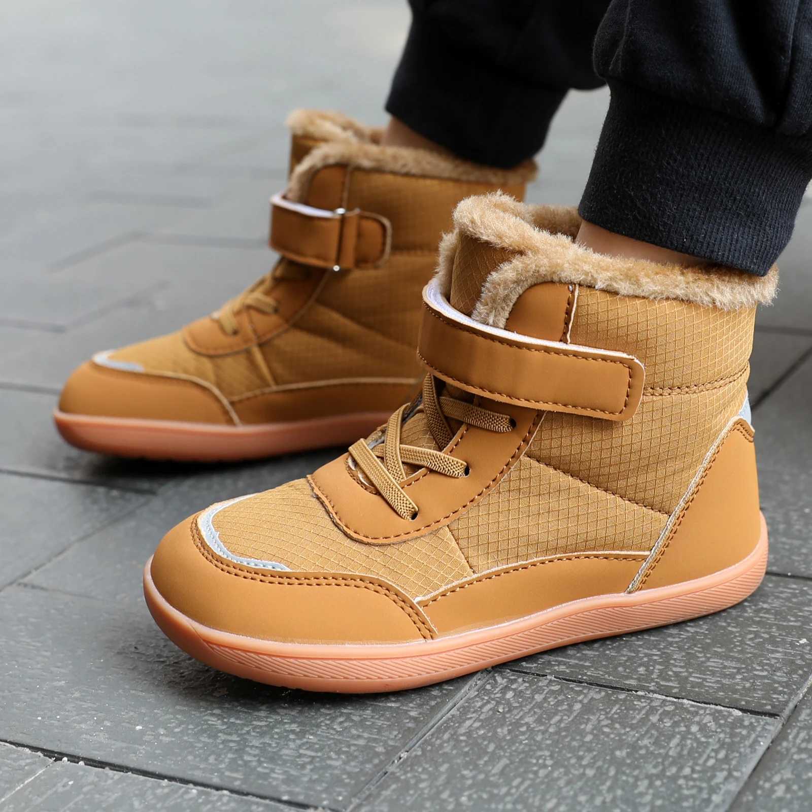 Boots New autumn and winter childrens snow boots high top velvet thick cotton shoes outdoor casual warm boots H241018