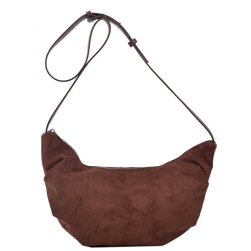 CMM Popular Niche Suede Bag for Women New Autumn and Winter Crossbody Bag Cow Horn Bag Casual Versatile Dumpling Bag