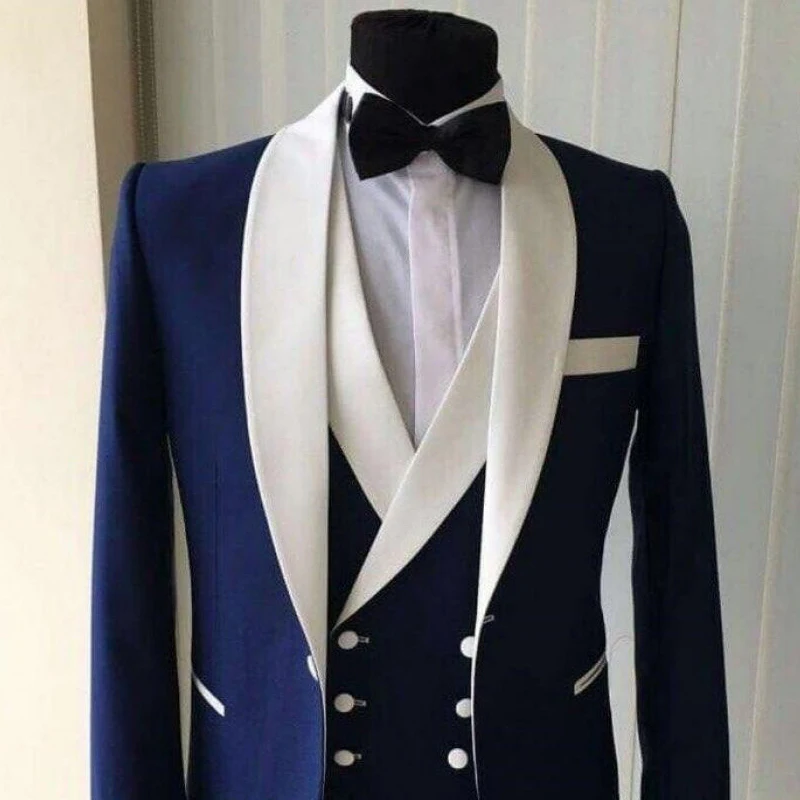 3 Pieces Men Suits for Wedding Groom Tuxedo Custom Set Jacket Pants with Double Breasted Waistcoat Male Fashion Costume 2025