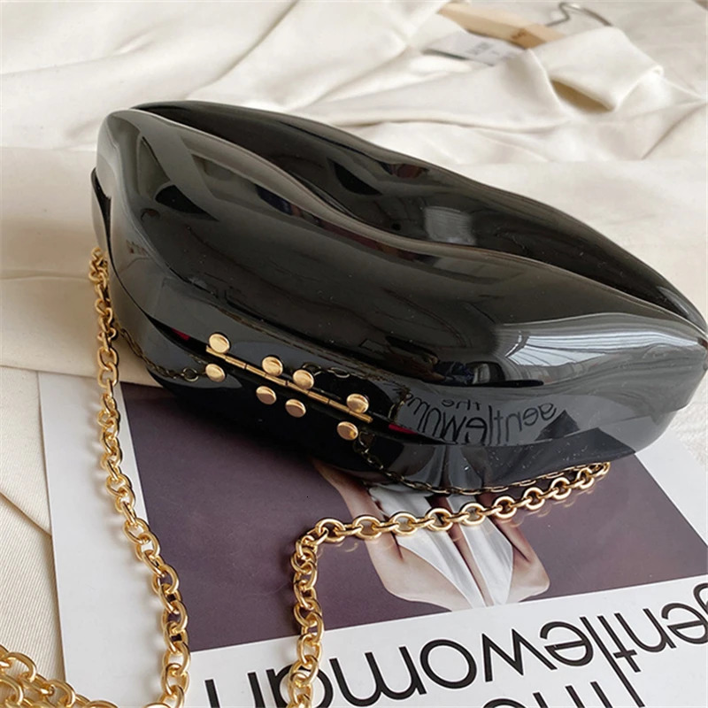Womens small cross body bag solid handbag womens fashion cute big lips jelly red mouth chain wallet clutch shoulder bag women241018
