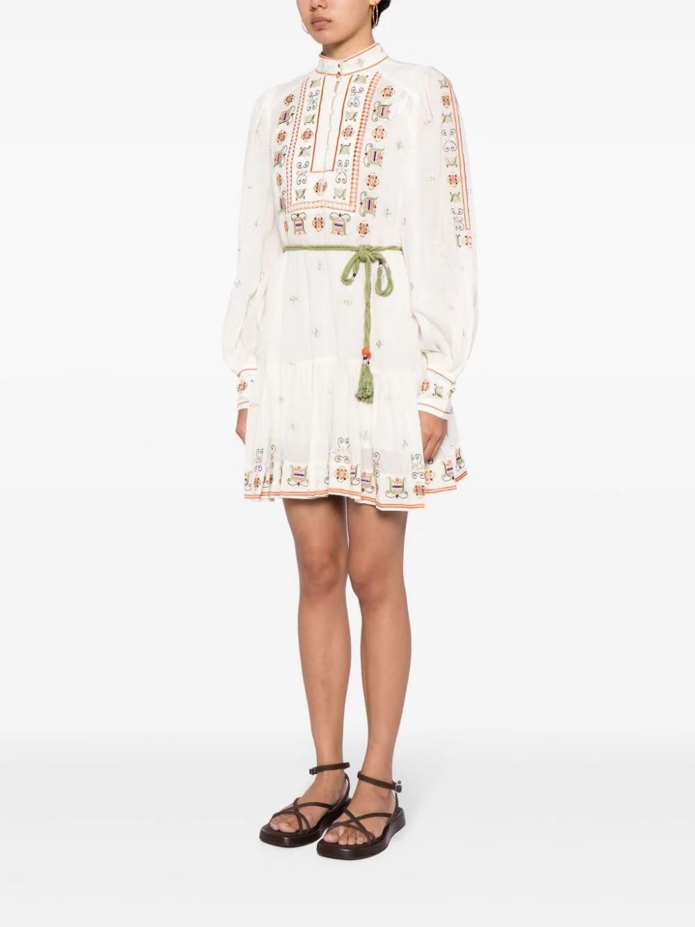 Designer 2024 Autumn New Casual Round Neck Lace Printed Dress for Women