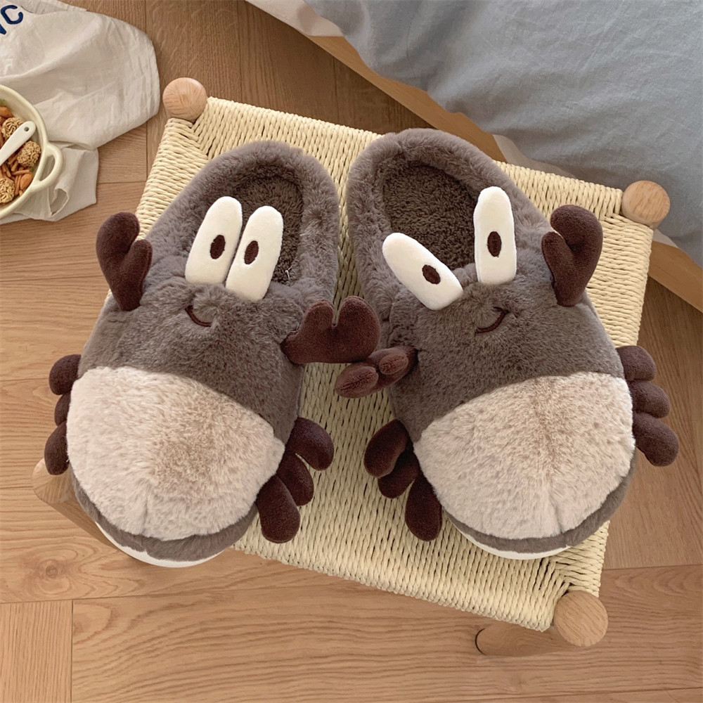 2024 New Fashionable Home Designer Casual Bedroom Soft Soled Woolen Shoes For Women Fun And Cute 3D Crab Cotton Slippers Free Shipping