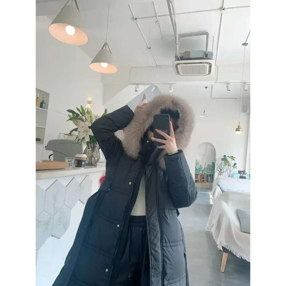 Women Fox Collar 2024 Real Fur Coat Fashion White Duck Down Loose Jacket Winter Female Outerwear Coats