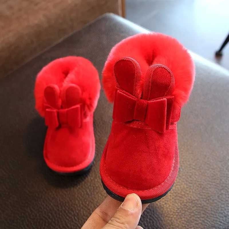 Boots AINYFU Baby Snow Boots Childrens Snow Boots Winter Warm Plush Rabbit Princess Shoes Childrens Sports Shoes Cute Soft Boots B194 H241018