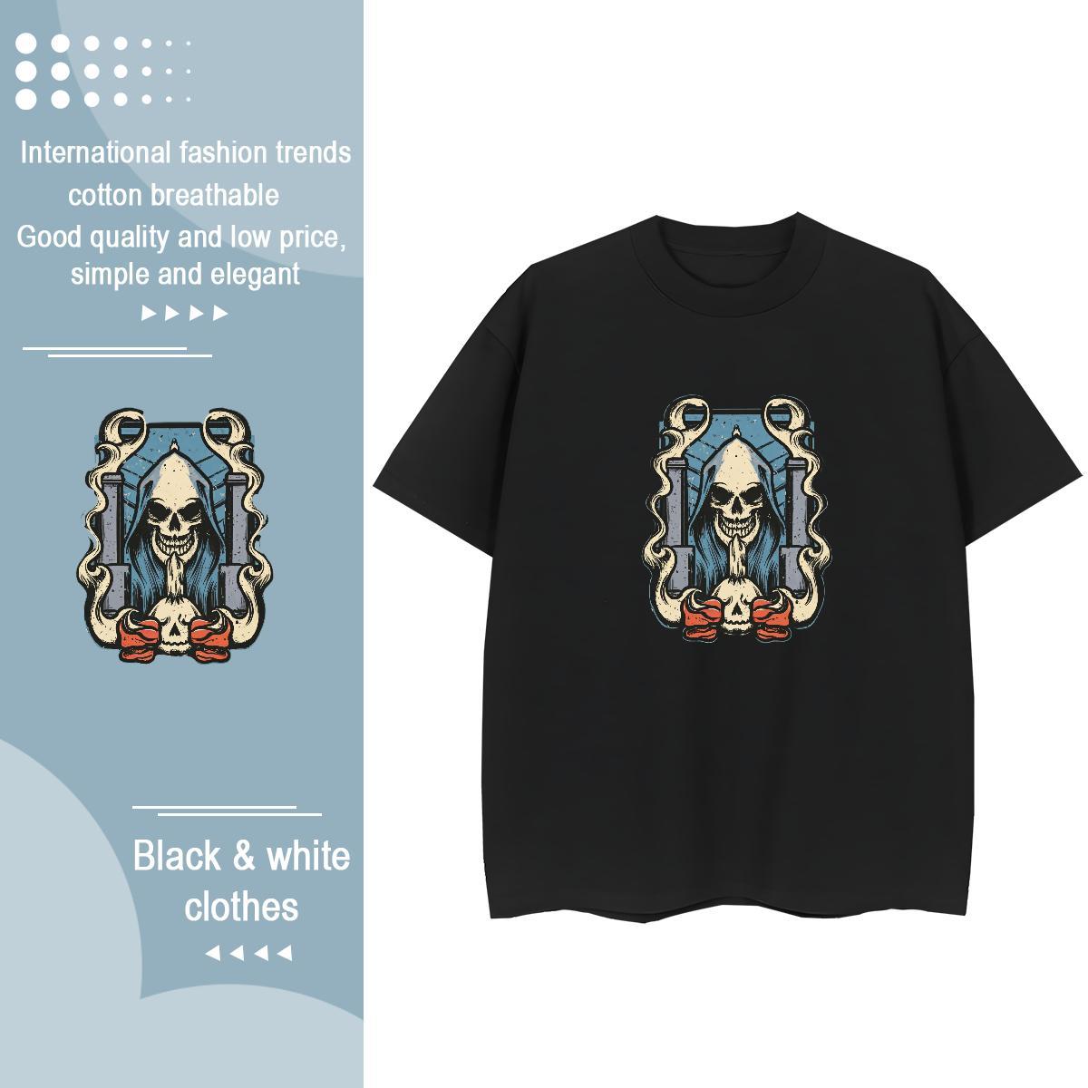 Classic Woman T Shirts 230g 100% Cotton Comfortable Beach skull Women Tees Popular DIY Logo Top Tees