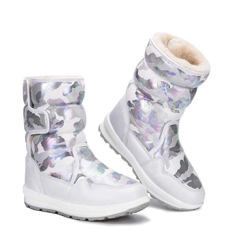 Boots Camouflage military winter warm plush childrens snow boots anti slip waterproof skiing girls long boots family matching shoes H241018
