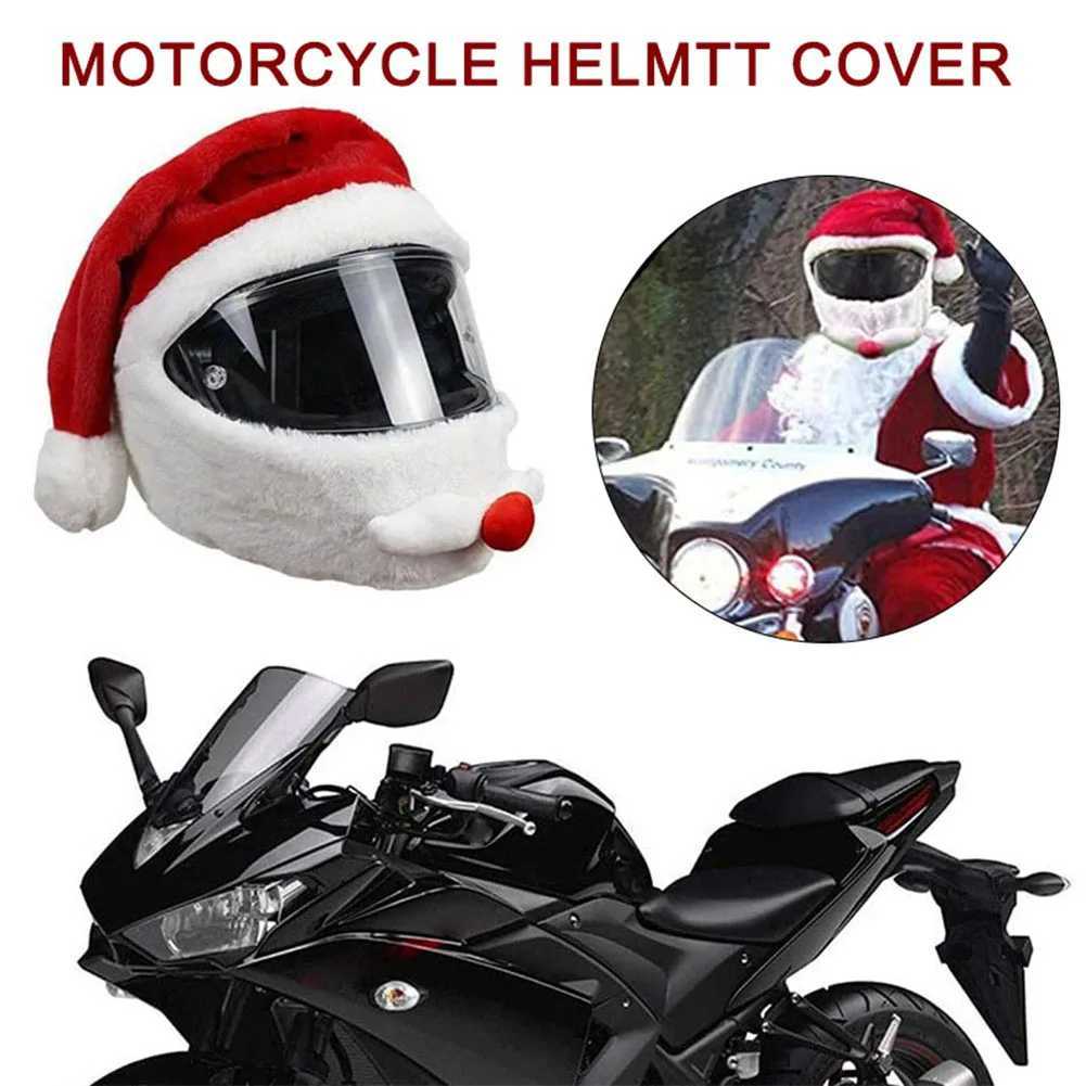 BeanieSkull Caps Interesting Santa Claus bicycle helmet Christmas motorcycle helmet cover plush Christmas hat Santa Claus racing hat Merry Christma Y2