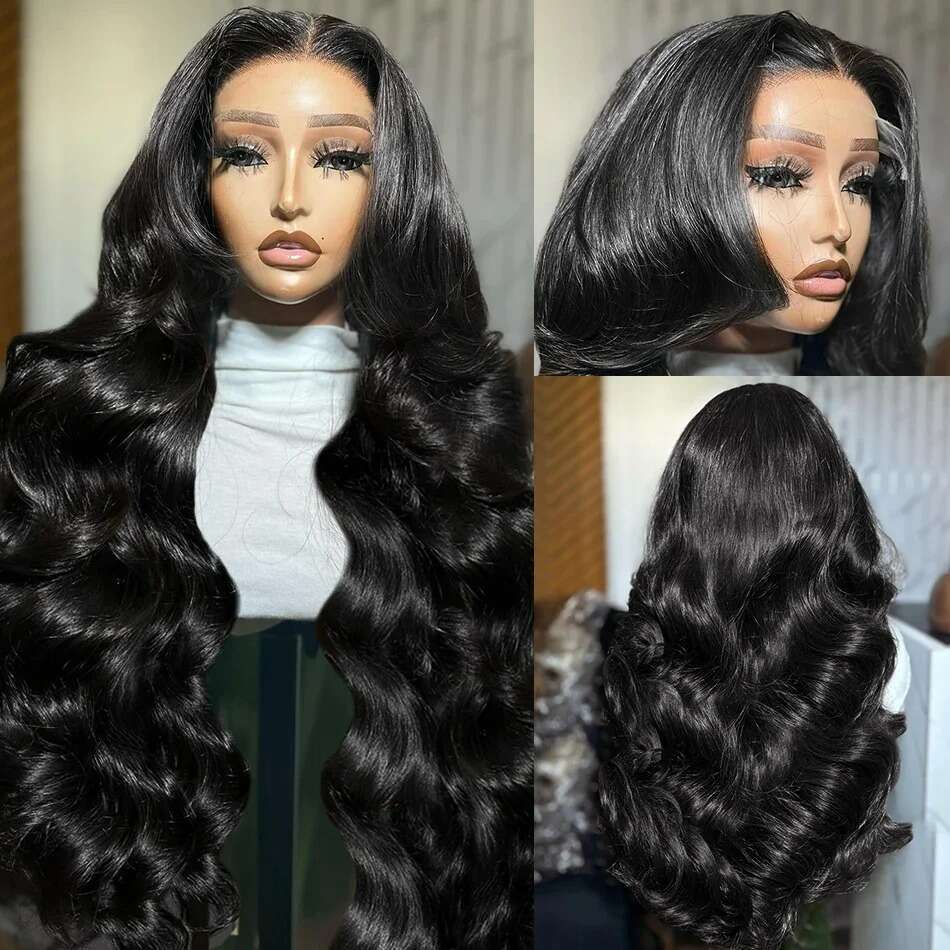 Tewjig Body Wave 30 32 Inch 4x4 Closure Glueless Human Hair 200 Density 13x4 Hd Transparent Lace Front Wigs Black Women
