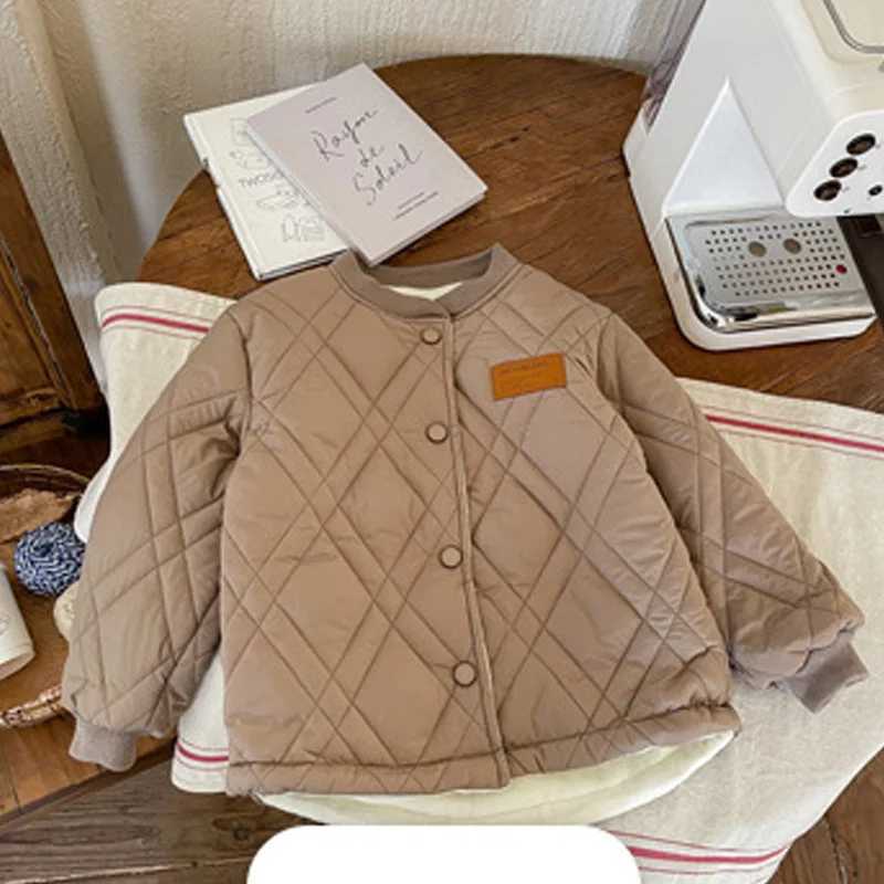 Childrens apron cotton coat winter autumn solid thick warm jacket boys and girls sports jacket 3-10Y childrens casual quilted jacket M241018