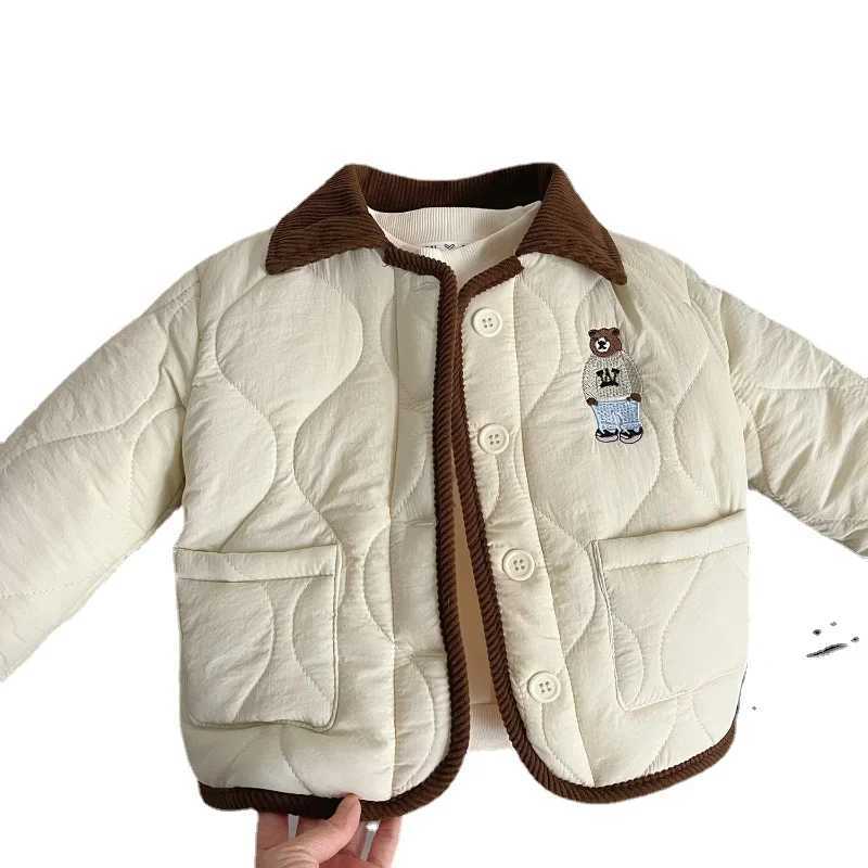 Childrens Winter Coat New Korean Edition Girls Apron Embroidered Baby Collar Coat Small Coat Girls Winter Clothing M241018