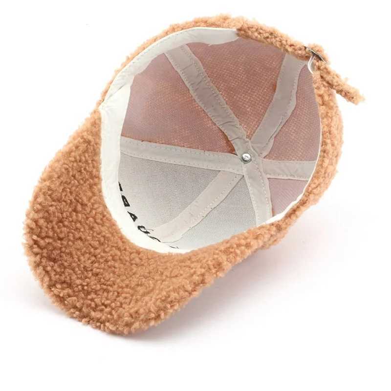 Baseball Cap Man Woman Letter Faux Fur Hats Thick Warm Snapback Winter Autumn Caps Casual Lambswool Trucker Hat Retro Bone HatsX241018