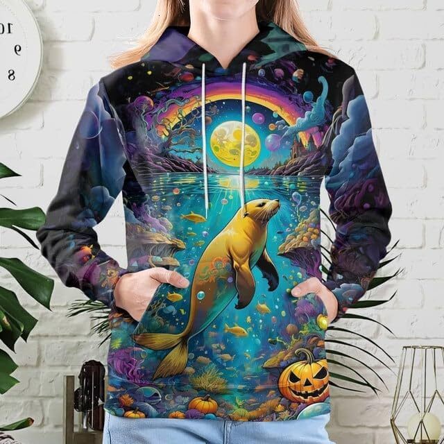Hoodie for Mens Womens Animal Hoodies For Women Men 3D Pumpkin Christmas Unisex Hooded Animal Print Sweatshirt Graphic Warm