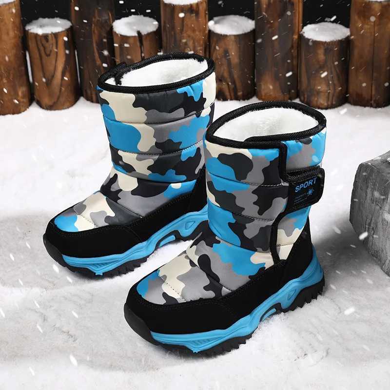 Boots Winter childrens shoes plush waterproof fabric anti slip womens shoes rubber soles snow boots fashionable and warm outdoor boots H241018