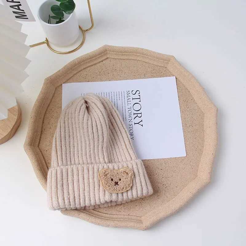 Cute Bear Baby Knit Hat Solid Color Soft Comfortable Toddler Beanies for Boy Girl Autumn Winter Warm Kids Knitted Hat LX241018