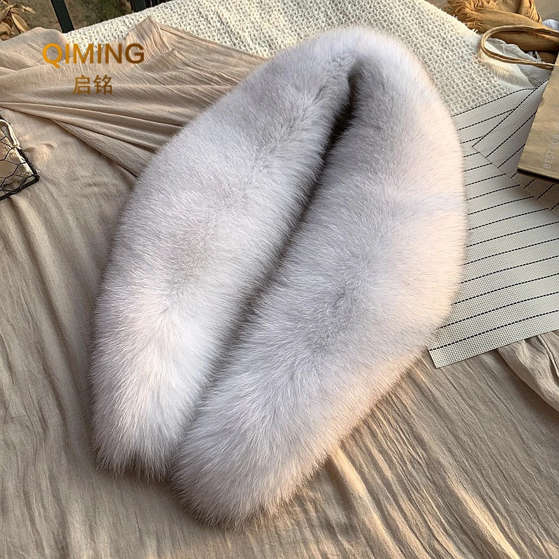 Winter real fox fur collar womens black natural fur scarf shawl womens collar wrapped neck warm fur scarf scarf mens 241216