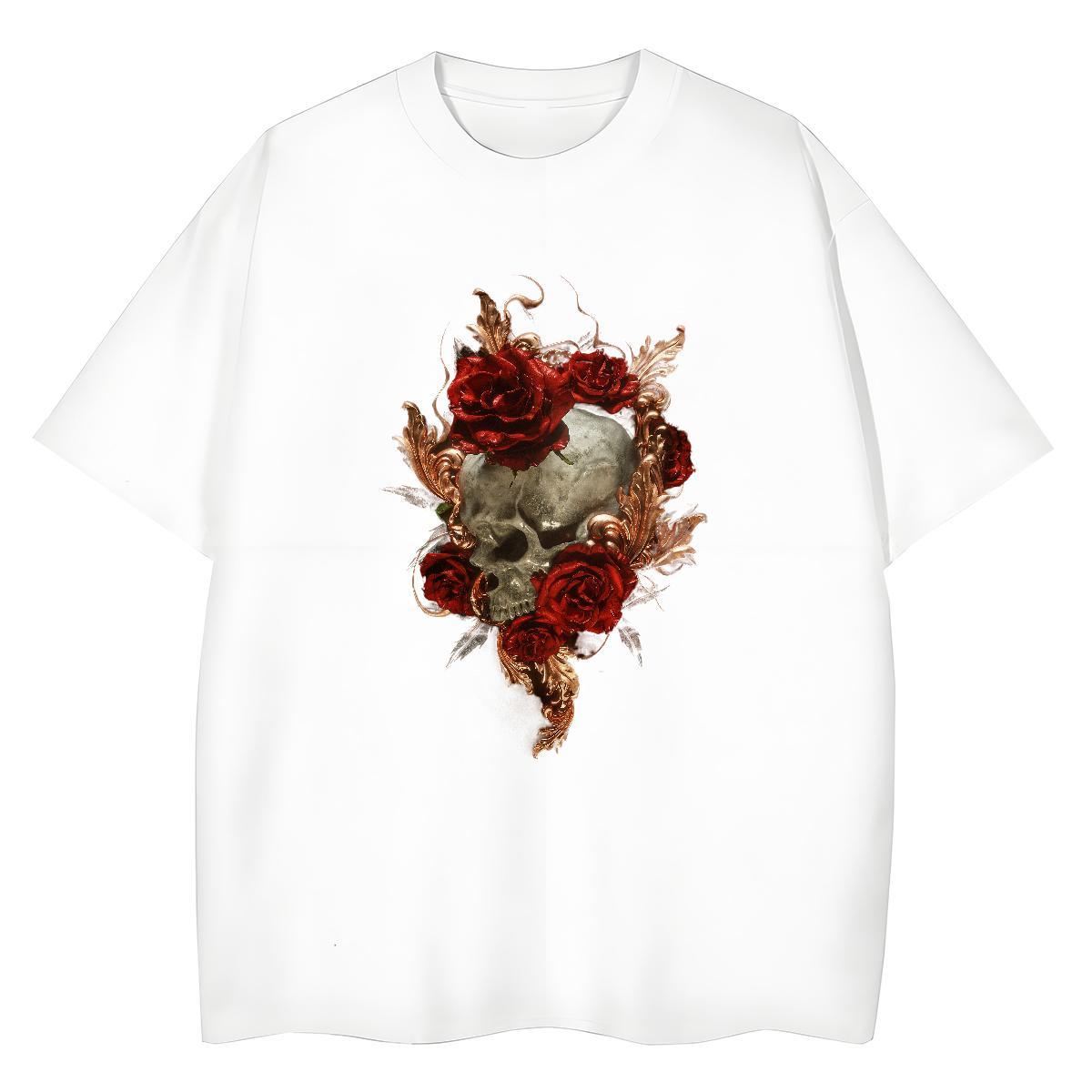 New Arrival Womens T Shirts 230g 100% Cotton Breathable Crew Neck Summer Casual skull Lady T shirt Comfortable Custom Print Oversized Top Shirts