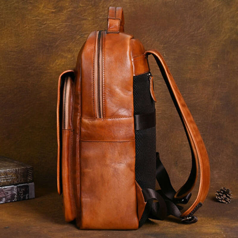 OYIER New Vintage Cowhide Backpack Casual Large Capacity Handbag Versatile Genuine Leather Travel Computer Package
