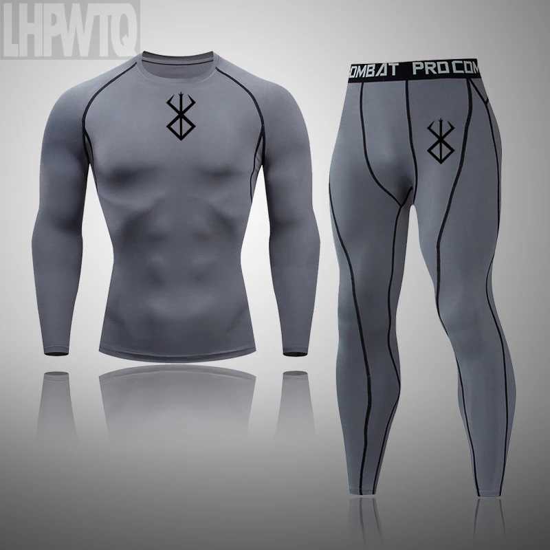 Men's Thermal Underwear New Mens Thermal Underwear Sets Compression Sport Suit Sweat Quick Drying Thermo Underwear Men Clothing Long Johns Sets Y
