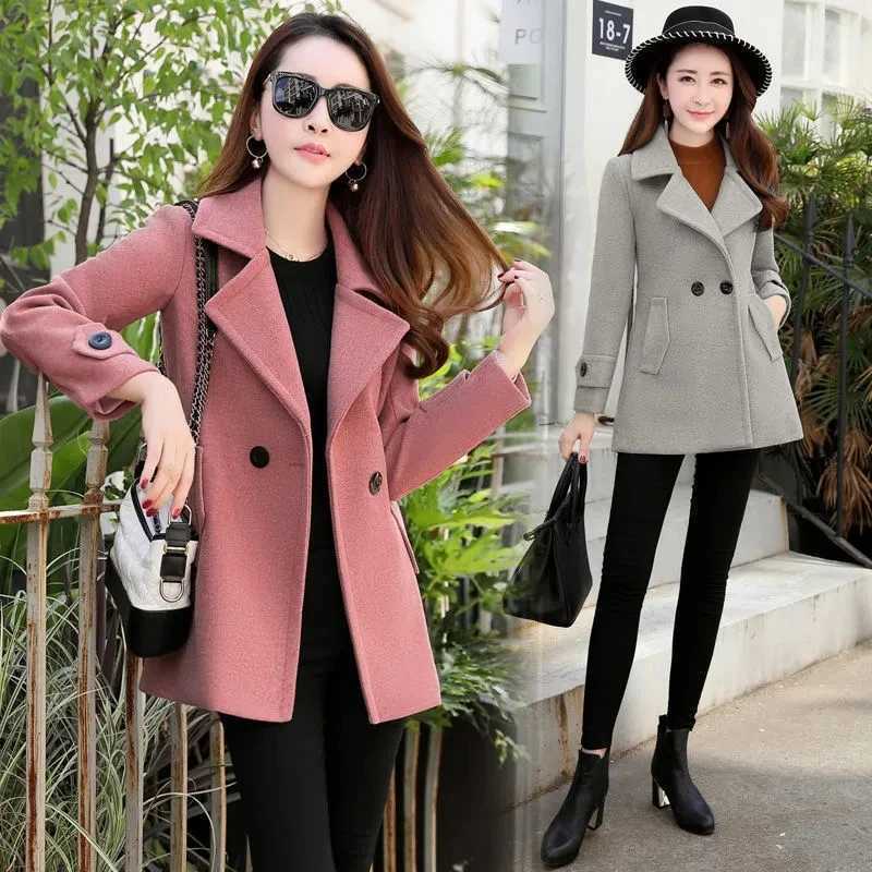 2025 Spring Autumn Woolen Jacket Female Korean Version Fashion Slim Fit Outcoat Temperament Elegant Short Woolen Coat Women TopsX241009