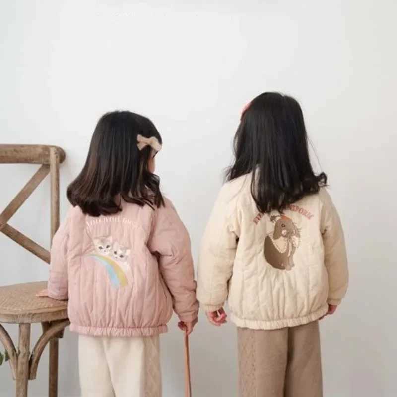 Winter Childrens Jacket Cartoon Embroidery Childrens Thick Cotton Coat Autumn Boys and Girls Thick Cotton Coat M241018