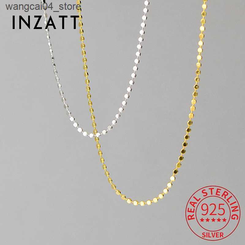 Chokers INZATT Real 925 sterling silver bead chain necklace suitable for fashionable women classic exquisite jewelry minimalist geometric Bijoux L2409