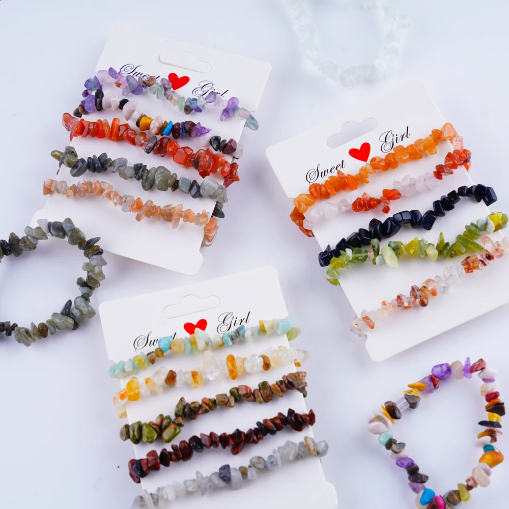 30 pieces/batch of fashionable irregular gravel natural stone extended adjustable bracelets suitable for womens hand drawn jewelry party gifts 241018