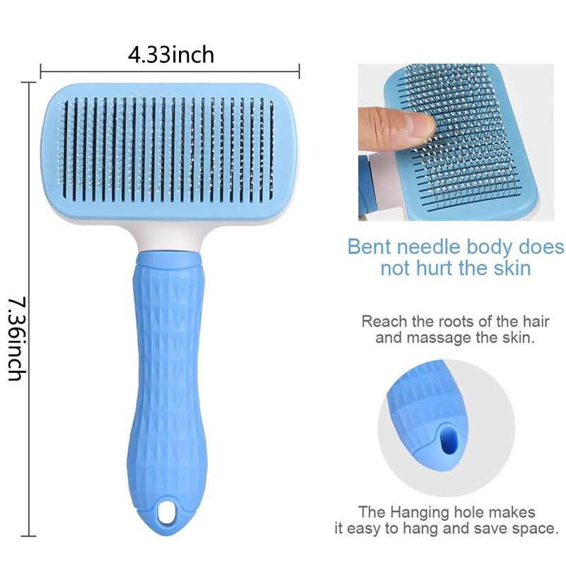 Self Cleaning Slicker Brush Dog Brush & Cat Brush with Massage Particles Removes Loose hair & Tangles Skin Friendly & Promote Circulation