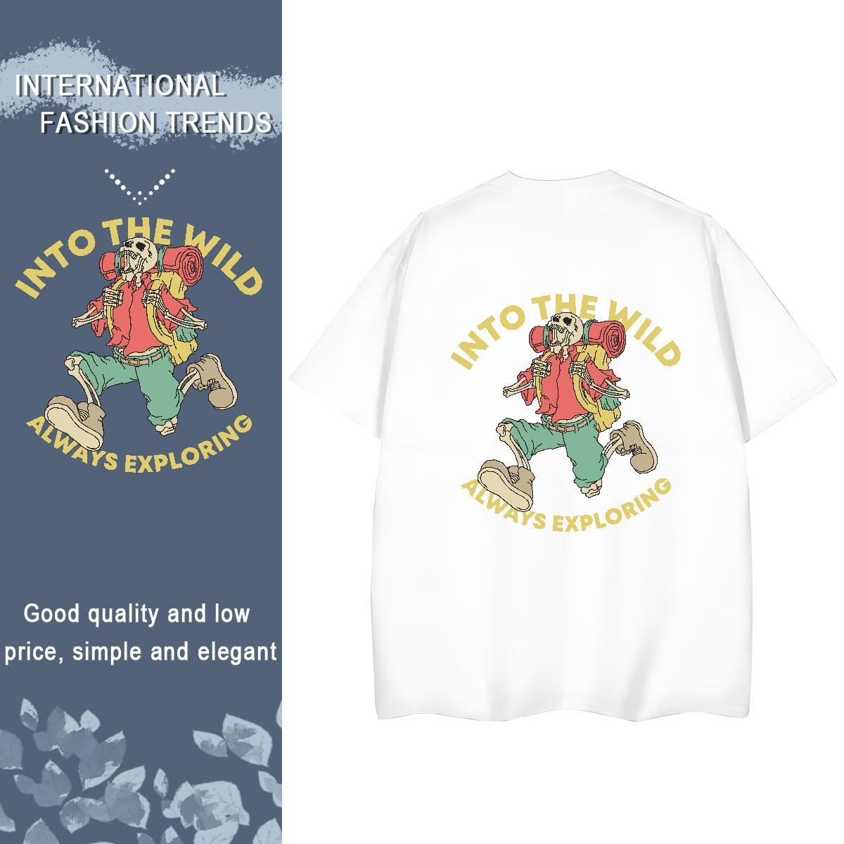 New T-Shirts 100% Cotton 230g Breathable Crew Neck Street Wear skull Unisex Tshirts High quality Oversized Top Tees