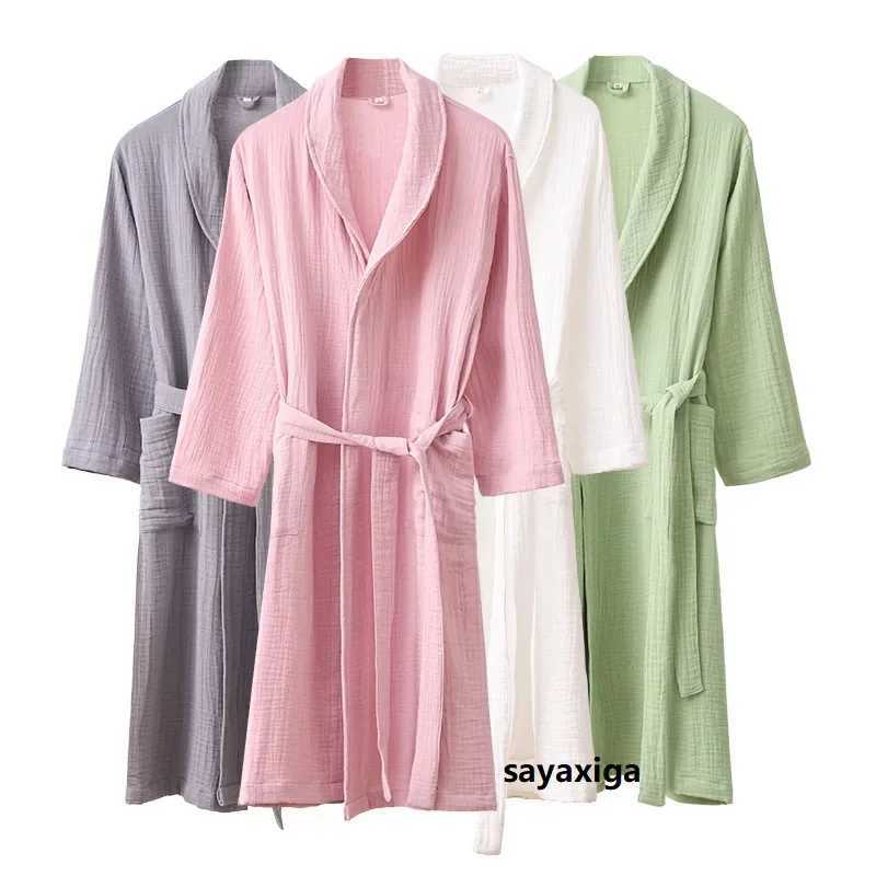 3 Ply Gauze Robe 100% Cotton Unisex Robe Bath Robe For Men And Women Soft highly absorbent Robe Females Casual Home BathrobesXJ241018
