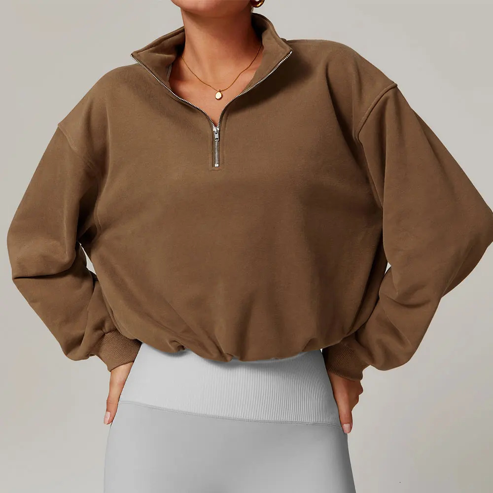 Winter Warm Sports Coat Womens Casual Loose Stand Collar Cardigan Long Sleeve Zipper Running Fitness Overcoat hoodie 241018
