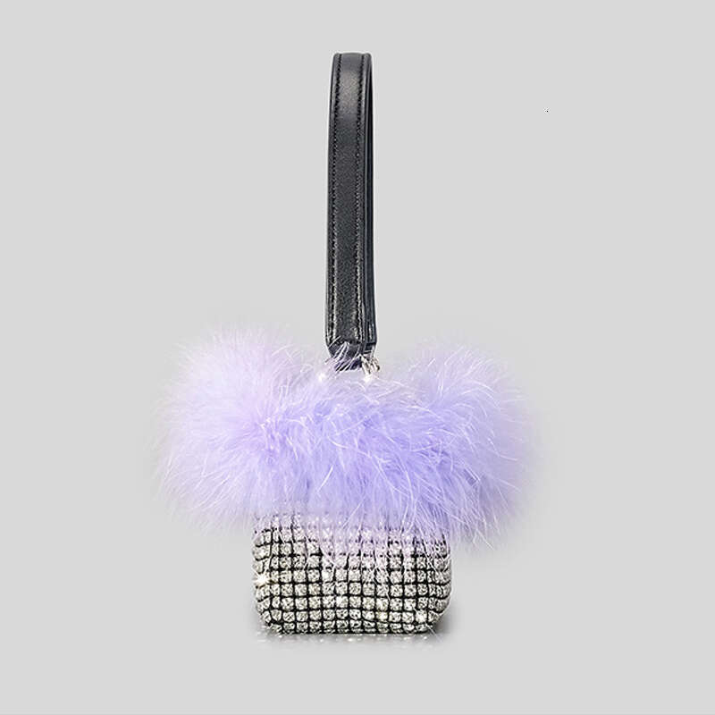 Designer Dia Handbag For Women 2023 New In Fashion High Quality Colorblock Ostrich Fur Rhiedinner Bag Bg