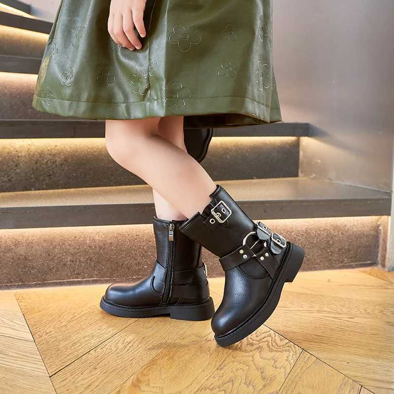 Boots Spring Autumn Boys and Girls Children Chelsea Boots Buckle Classic Buckle Britain Style Retro Kids Short Boots Non-slip 2023 PU H241018