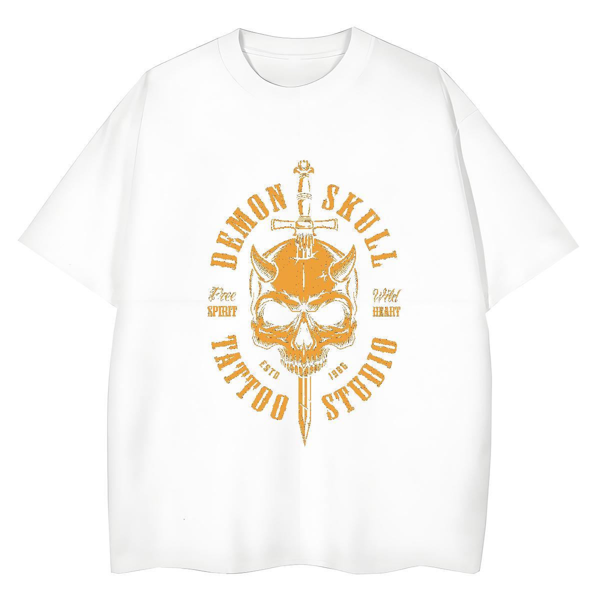 Classic T-Shirts for Women 100% Cotton 230g Crew Neck Breathable Beach skull Woman Tshirt High quality Customized Clothes Shirt